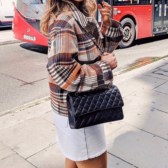 Y2K Buffalo Plaid Cropped Bomber Jacket - Picture 2 of 8